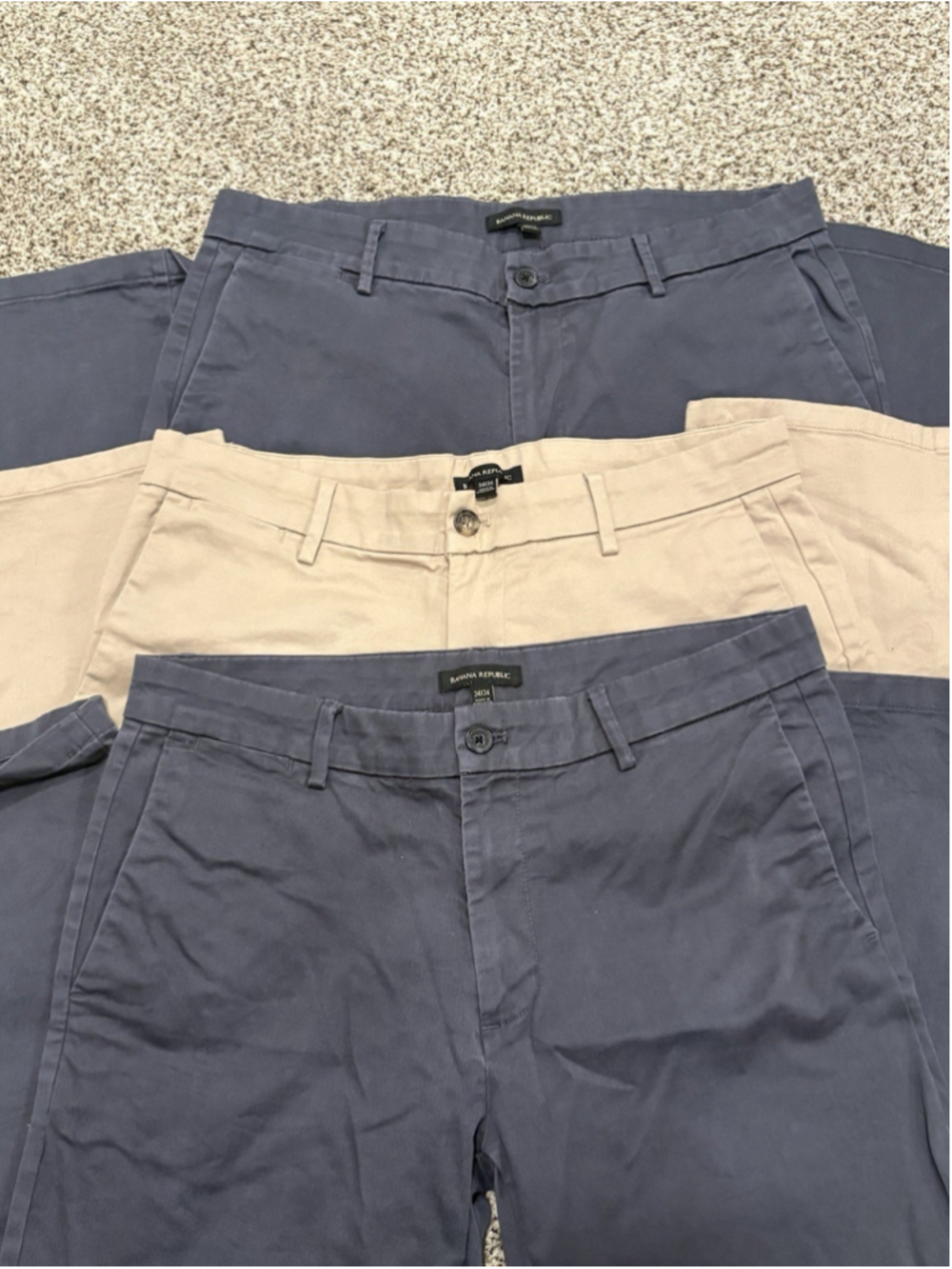 Banana Republic Mens Chino Pants Lot 3 34x34 Flat Front Khaki & Gray K1